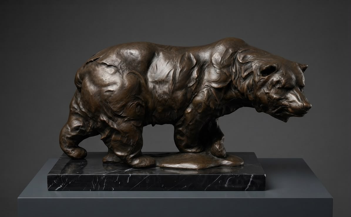 Bronze sculpture of bear.